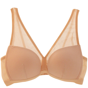 徐凰100真丝无钢圈网纱透明内衣超薄透视露背薄款蚕丝文胸bra夏季