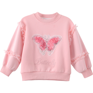 女童卫衣春装2026新款洋气儿童百搭韩版休闲套头衫小女孩圆领卫衣