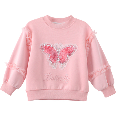 立体蝴蝶剪花长袖休闲卫衣