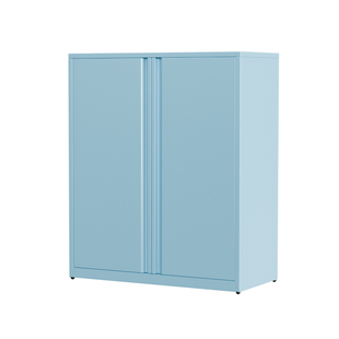 多巴胺蓝色铁皮对开门收纳储物柜客厅餐厅卧室大容量多层置物架子