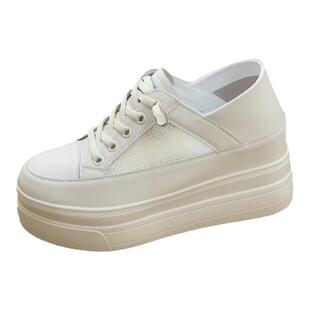 镂空透气单网小白鞋女2025新款夏季内增高网鞋7cm小个子两穿板鞋