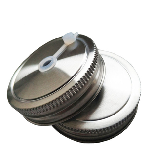 304不锈钢公鸡杯mason jar lid不生锈杯带孔瓶梅森通用杯盖子万能