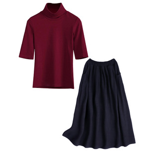 早秋上衣显身材两件套 初秋女装棉麻半身裙 秋天套装女款2026新款