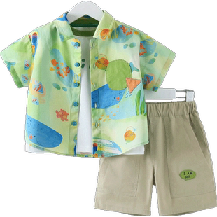 [三件套]齐齐熊男童套装夏装户外速干宝宝衬衫多巴胺夏季男孩小童