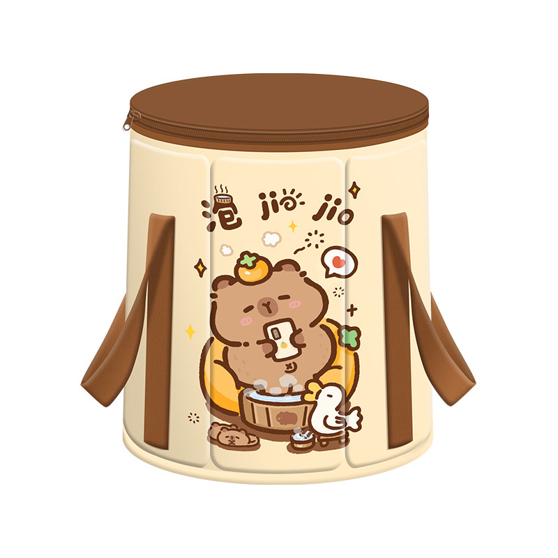 卡皮巴拉泡脚桶过小腿可折叠家用女生泡脚袋便携足浴桶宿舍洗脚桶