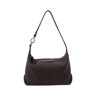 南风Chio2nd 头层牛皮托特包包女深棕荔枝纹hobo包通勤单肩斜挎包