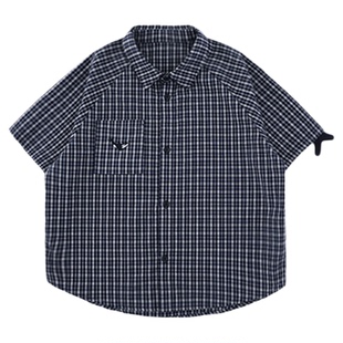 oddtails男童格子短袖衬衫夏季新款青少年耐洗耐磨不易褪色T恤潮