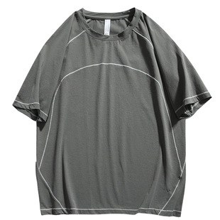 男士灰色运动短袖速干t恤男2026新款排汗衫骑行服男款夏半袖体恤
