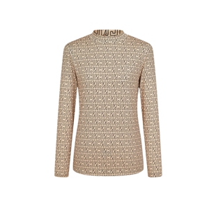 CNC官方女装正品春季2025新款时尚字母几何老花印花修身长袖T恤女