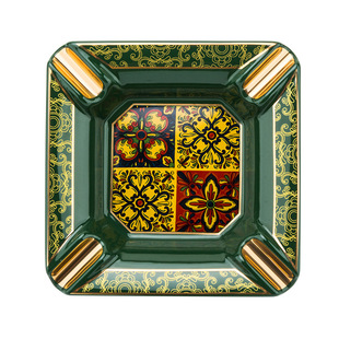 鲁宾斯基雪茄陶瓷烟灰缸四槽灭烟器高档豪华家用时尚个性大容量