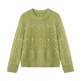 Even一雯【春水初生】韩系高智感秋冬含羊毛麻花加厚针织长袖毛衣