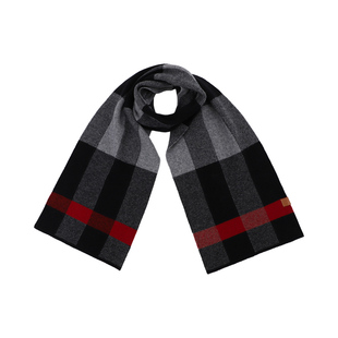 ELLE HOMME100%羊毛针织围巾男士秋冬季保暖商务送礼礼盒格子围脖