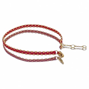 18K金芝麻红绳手链本命年转运好运蜡线手工编织蜡绳手绳 招财纳福