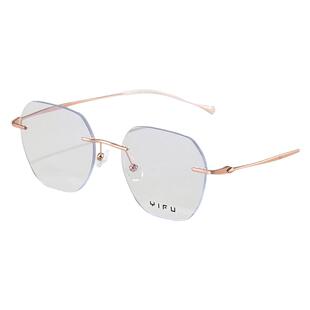 逸夫明月镜片无框眼镜女高级感纯欲可配度数男纯钛镜架眼镜框6276