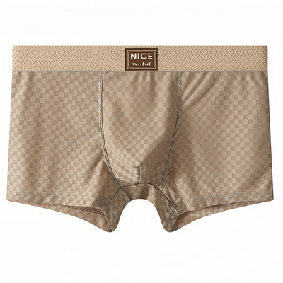 格子凉感透气速干冰丝男士平角裤