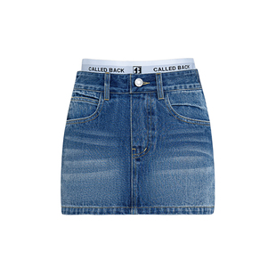 Called Back牛仔半身裙女2026春夏新款高腰A字裙蓝色显瘦百搭裙子