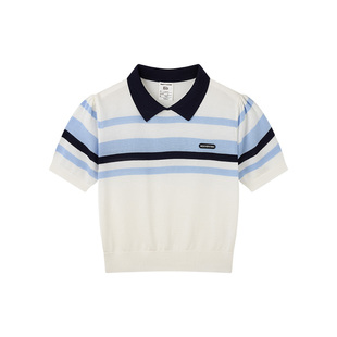 斯凯奇童装女童短袖t恤天丝26夏新POLO衫学院风上衣SkechersKids