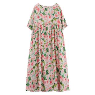 孕妇大码睡裙女夏2026新款短袖复古文艺宽松待产连衣裙夏季200斤