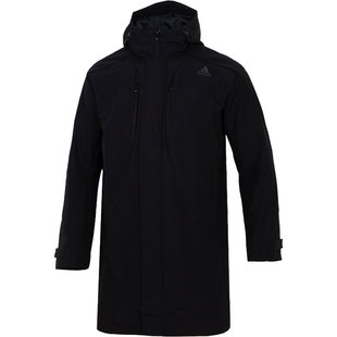 Adidas/阿迪达斯男子连帽加绒休闲运动中长款风衣外套 GM4450