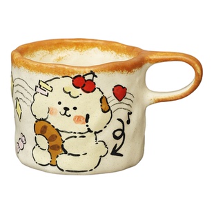 景德镇陶瓷水杯子手绘高温釉下彩马克杯狗狗咖啡杯卡通可爱早餐杯