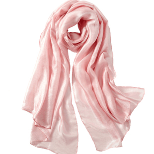 丝巾女2025新款仿薄款亚麻围巾粉色棉麻纱巾纯色春秋女款披肩外搭