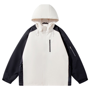 班尼路SK连帽防风冲锋衣外套男春夏季2026新款运动宽松撞色夹克YS