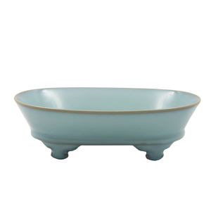 仿古汝窑水仙盆陶瓷水培花盆花器禅意中式日式插花器皿花道花盘