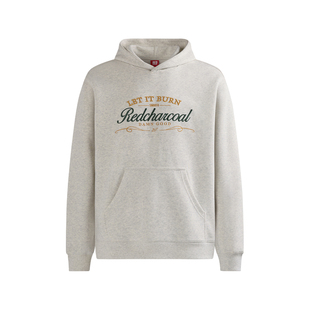 REDCHARCOAL红炭花灰色绣花连帽卫衣男秋季新款潮牌宽松男士上衣