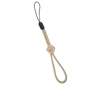 米白色卡通猫爪手机挂绳挂脖绳长款个性尼龙手机链挂件穿手腕防摔