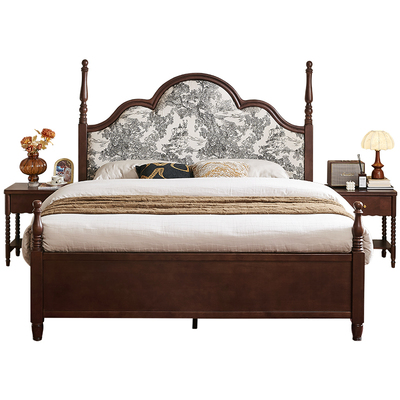 全友家居复古风实木床