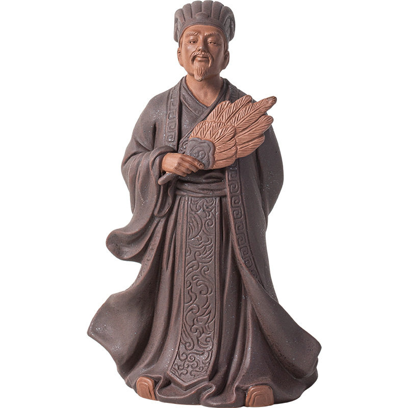 三国历史人物紫砂诸葛亮摆件中式禅意古风家居装饰品陶瓷孔明雕像