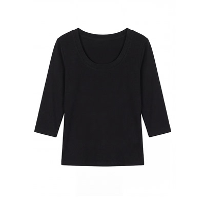 大眼LARGE EYE 肯豆T 中袖掐腰小个子T恤基础显瘦正肩春秋打底衫