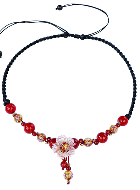 珠花蝶度民族风红玛瑙项链