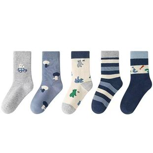 六指鼠儿童袜子秋冬厚棉纯棉小男孩中大童男童长筒袜男宝宝中筒袜