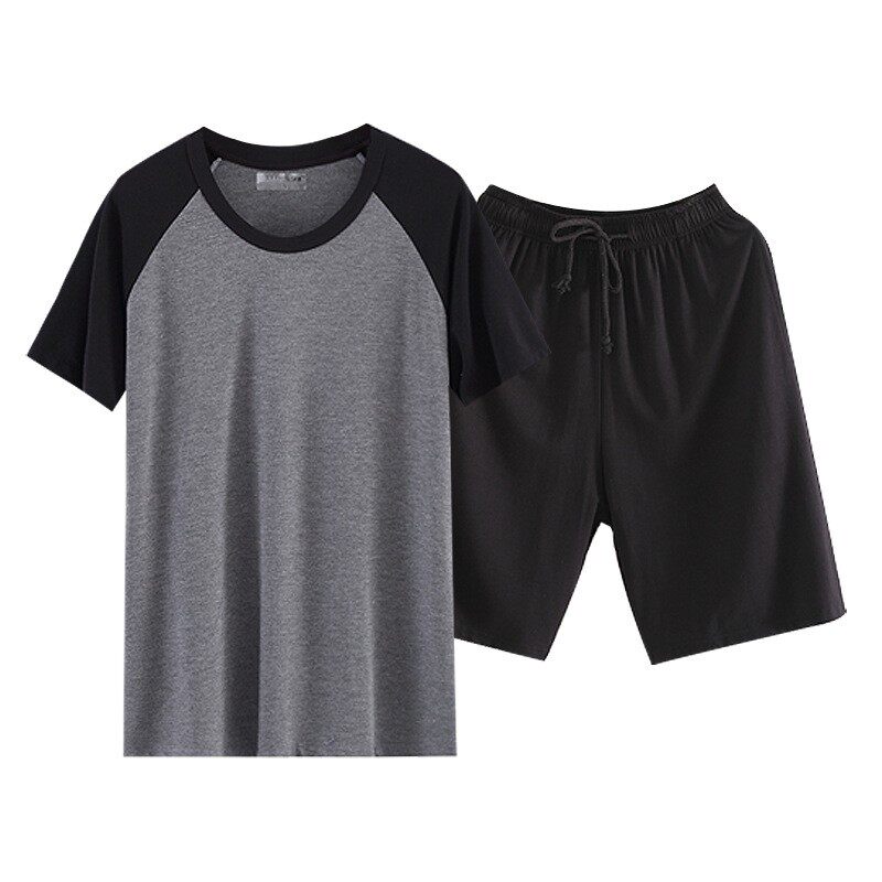 莫代尔男士家居服套装短袖圆领薄