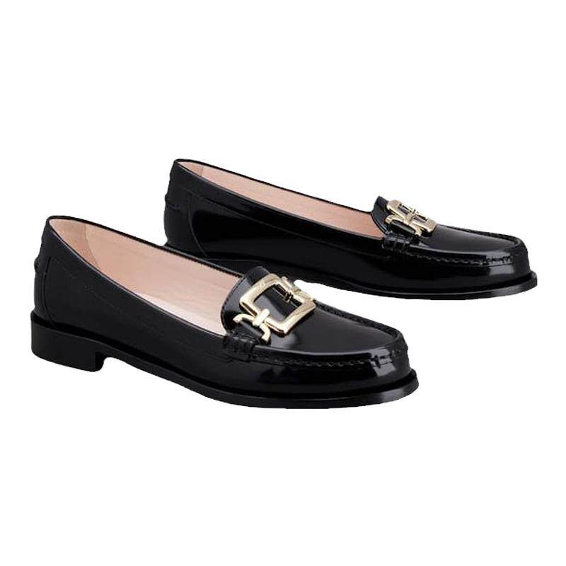 Roger Vivier/罗杰·维维亚女鞋漆皮鞋面金属饰扣时尚百搭乐福鞋