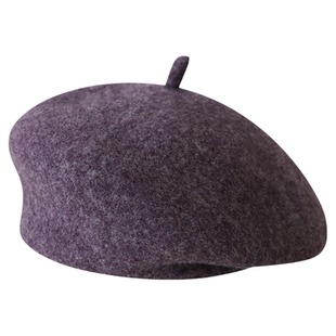 紫色软顶棒球帽子韩系百搭鸭舌帽保暖针织帽显脸小八角帽贝雷帽女