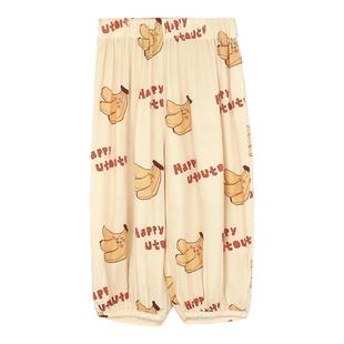 大耳象女童满印防蚊裤夏季新款儿童凉感休闲个性长裤子