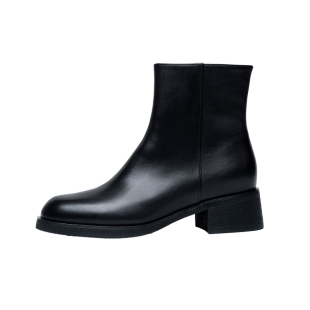 牛皮内里极简男靴子真皮短靴5cm增高英伦雅痞方头切尔西靴马丁靴