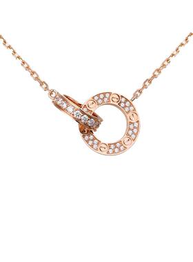 【自营】中古99新卡地亚LOVE系列项链镶钻48颗吊坠项链情侣玫瑰金