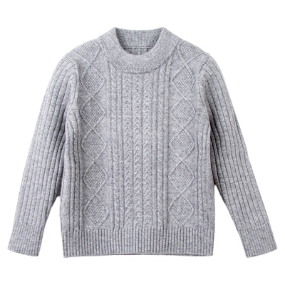 儿童羊绒衫白色毛衣女童圆领大童宝宝针织衫打底衫高领男童羊毛衫