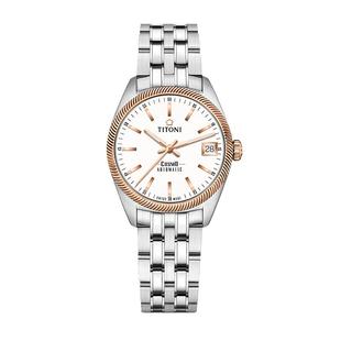 【自营】Titoni梅花表宇宙系列女表钢带时尚自动机械手表瑞士正品