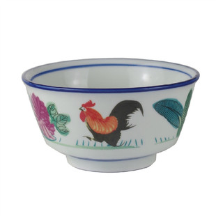 民国陶瓷公鸡碗餐具香港周星驰怀旧老式家用鸡公碗圆形高脚饭碗