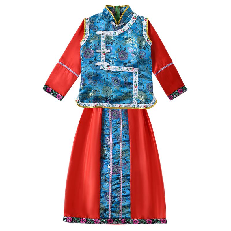 六一儿童还珠格格服装女童古装满族服饰清朝服装有一个姑娘演出服