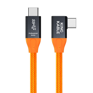 KingKable超高速USB3.2 Gen2x2全功能TypeC数据线弯头USB3.1公对母延长线取代固线器适用于富士佳能索尼相机