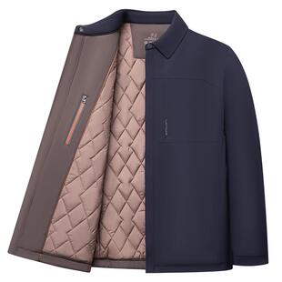 [蚕丝填充]梦特娇男士棉服25冬装商务夹克立领棉衣爸爸外套保暖C