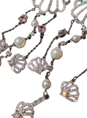 鱼姬炫彩贝壳珍珠宝石耳环 人鱼泪 深海贝珠 星星锆石珍珠项链