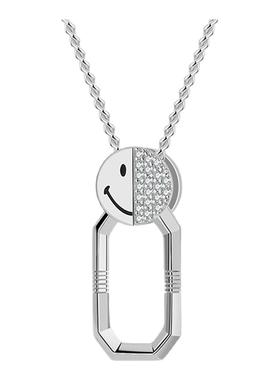 【限时8折秒】KKLUE笑脸联名时尚银饰可拆卸项链微笑链环项链礼物