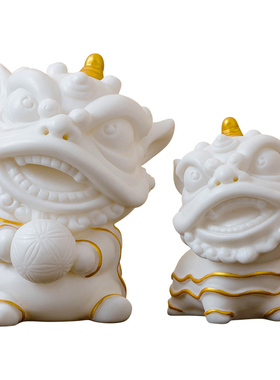 国风创意陶瓷桌面醒狮礼品摆件