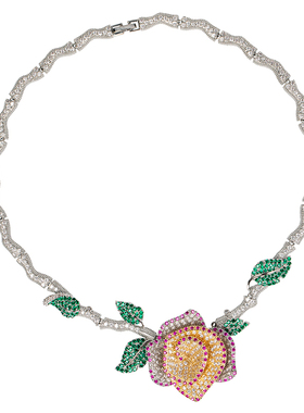 轻奢山茶花锆石项链女复古小众